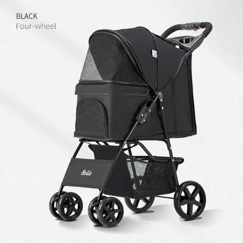 Bello Basic Pet stroller small Lightweight Fordable Cart Dog Cat Teddy Hand Cart Outgoing Pet Dog Cat