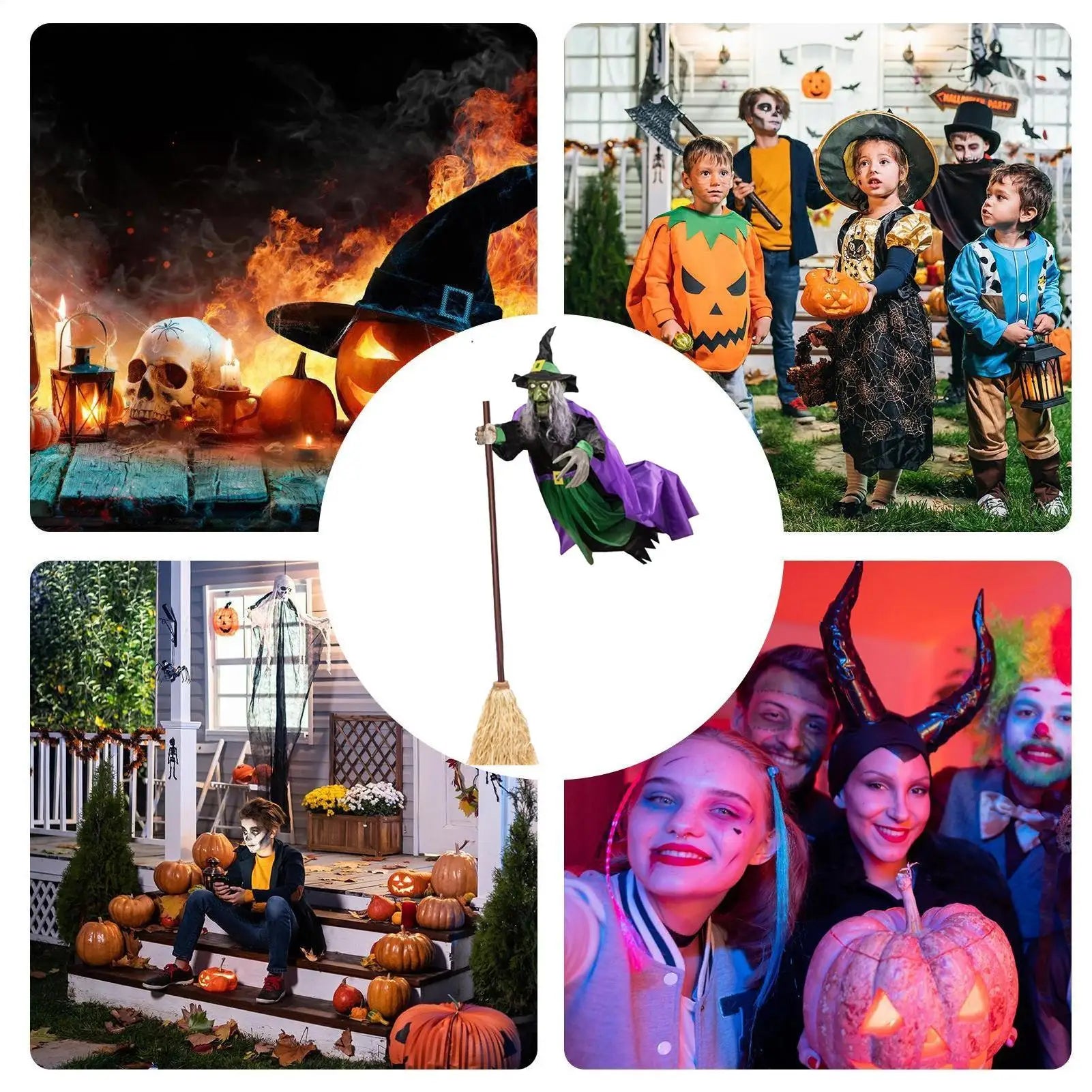 2025 new Spooky Halloween Decor Hovering Witch Prop Outdoor Spooky Witch Festive Lighted Props Halloween Decoration