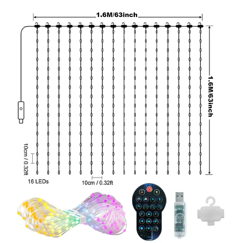 400LED WiFi Smart Curtain Lights Alexa Google Home APP Control Music Mode IP65 Waterproof Outdoor Christmas Decor