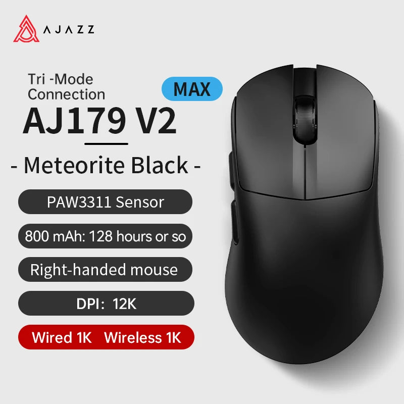 Ajazz AJ179 Apex PAW3950 Wireless Gaming Mouse with RGB Charging Dock, Computer Macro Mouse Gamer,Lightweight Ergonomic PC Mice