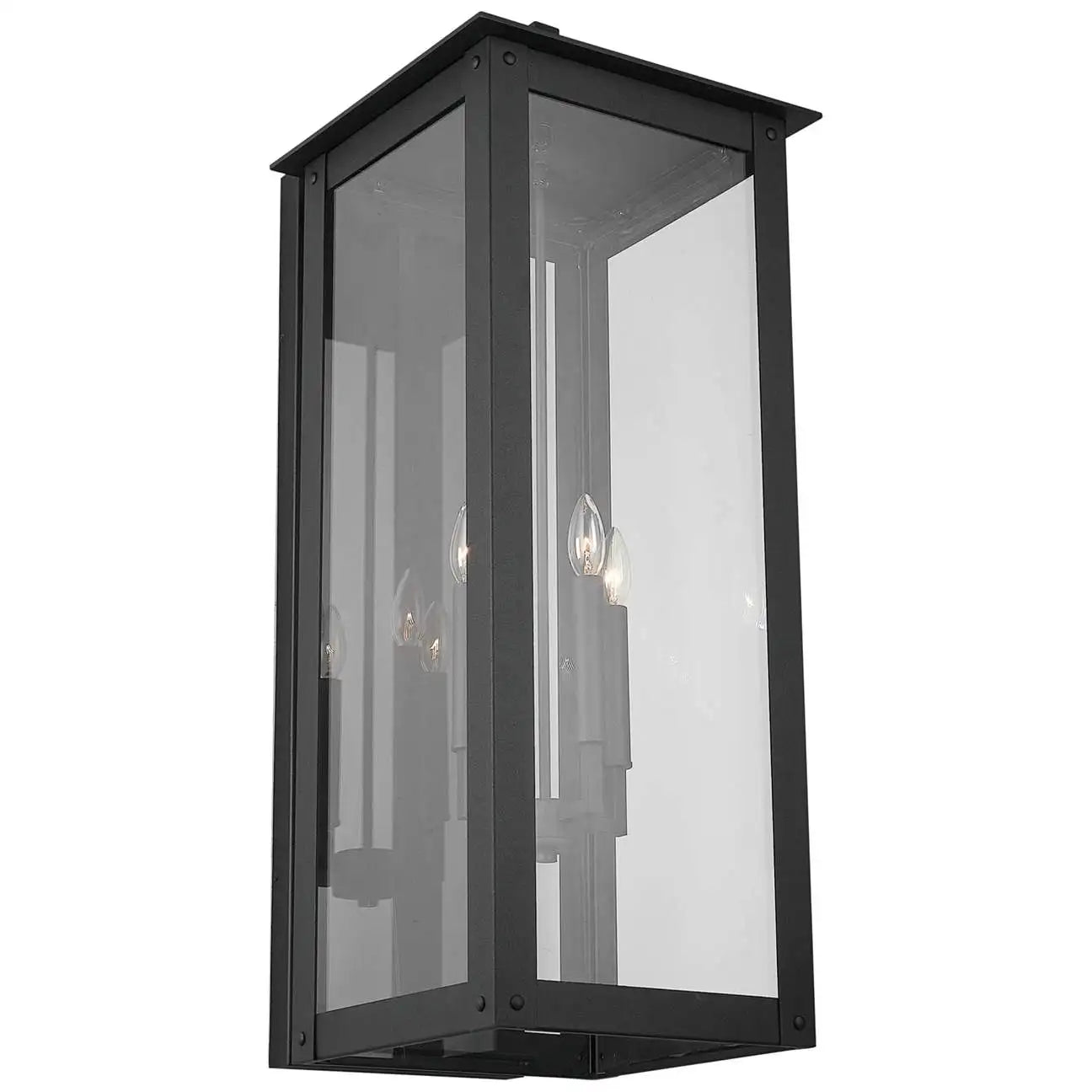 Hunt clear Glass 36 Inch Black 4 Light Outdoor Lantern Wall Light Garden Wall Sconce Waterproof