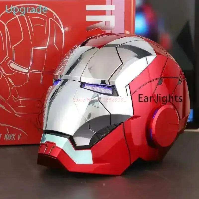 Electronic Iron Man Mk5 1:1 Helmet Automatoc Voice Control Avengers Mk7 Mk5 Cosplay With Led Light Toy Close Ironman Helmet Gift