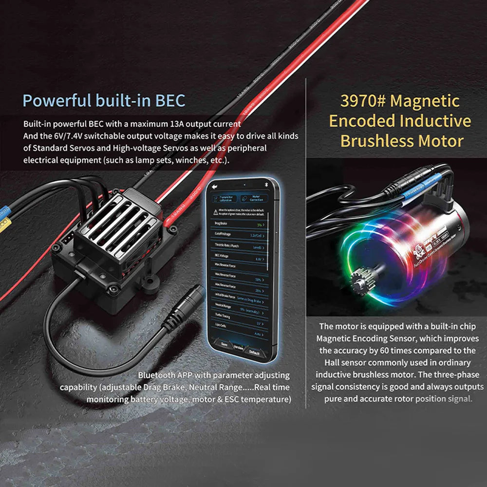 HYPER GO MJX H8H V2 FOC Brushless 1/8 RC Car PRO Climbing Vehicle 8CH Simulation Light Differential Lock APP Program RC Crawler
