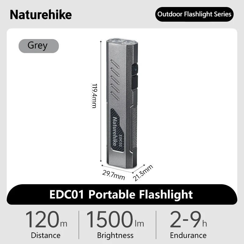 Naturehike EDC01 Flashlight Outdoor Portable Durable Hiking Mountaineering Ultra-bright Rechargeable Small Mini Household Light
