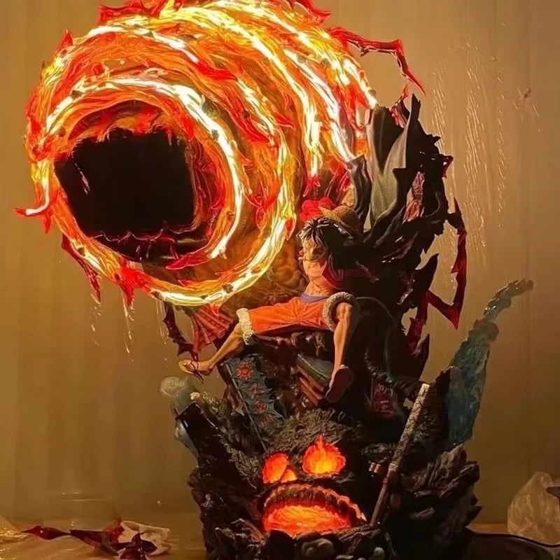 One Piece Luffy Gear 3 Anime Figure 2025 New Hot Red Roc PVC Model Statue with LED Light Collectible Decor Birthday Gift Toy