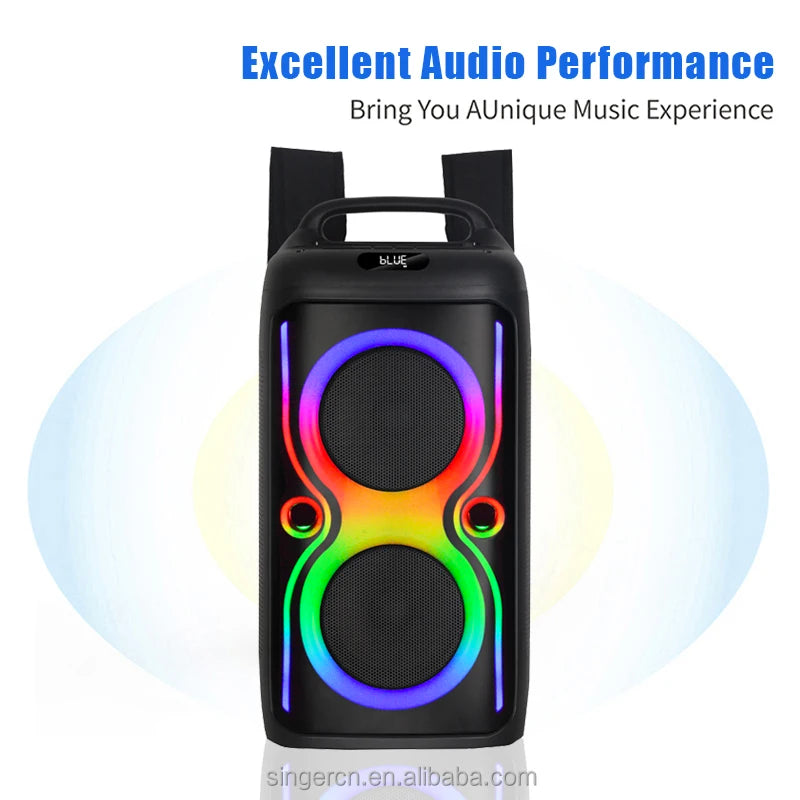 Professional Audio DJ Mixer Sound System 6.5 Inch Travel Backpack Active Speaker RGB Light Music Karaoke Subwoofer With Mic FM