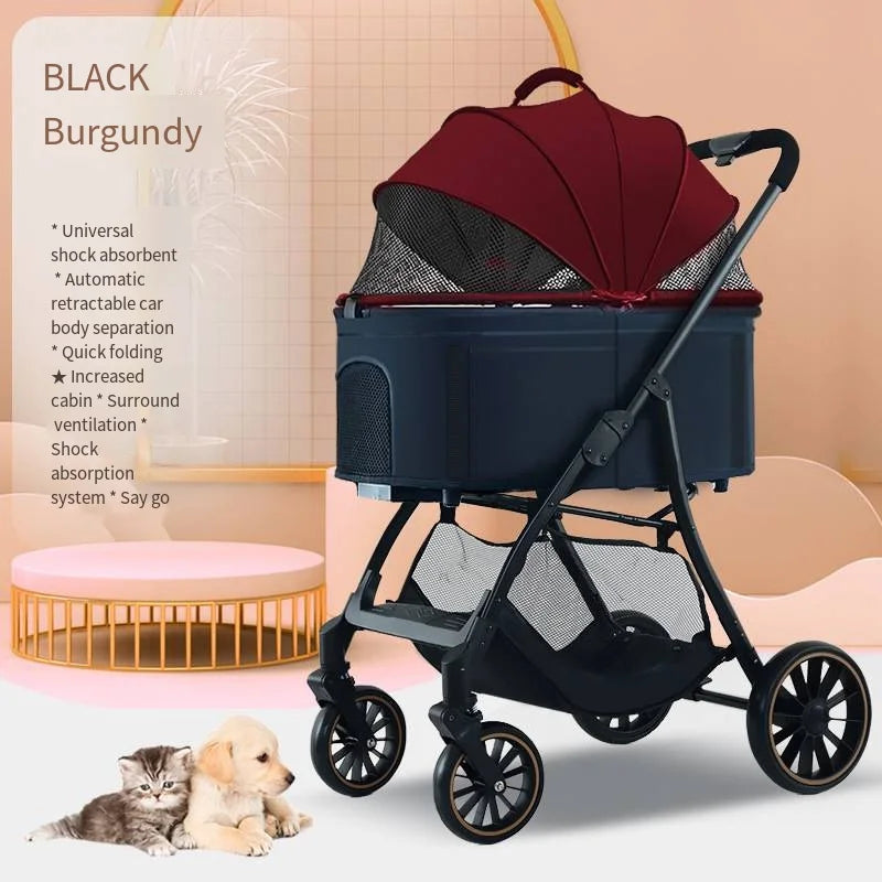 2025 Pet Stroller for Dogs and Cats Going Out, Detachable and Foldable, Lightweight Small Cart for Walking Dogs and Walking Cats