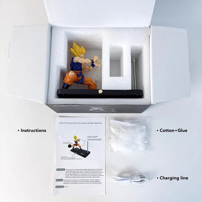 Nikolatoy Son Goku Kamehameha Wave Magnetic Light Lamp Dragon Ball Kakarotto Anime Model Ornament Action Figure Toy for Kids