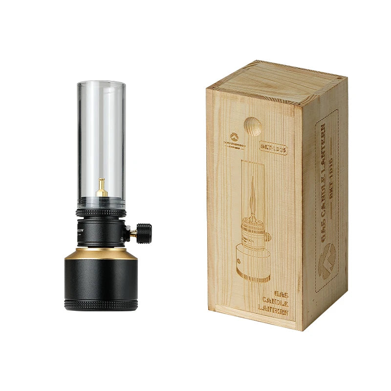 T-1D15 Vintage Gas Lamp Glamping Atmosphere Lantern with Glass Cover Classical Light Butane Mantle Lamp for Tent Outdoor Camping