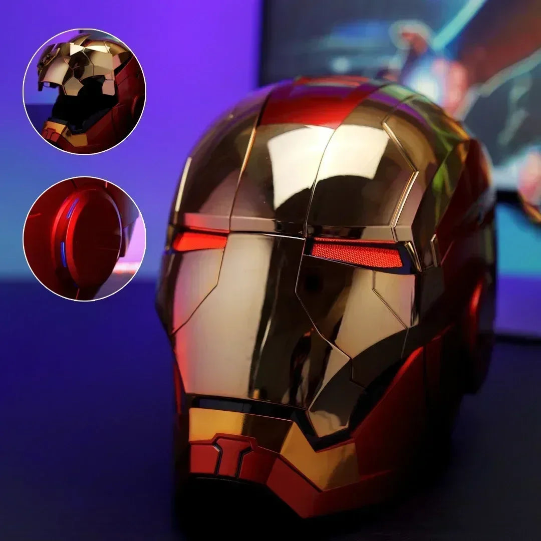 Electronic Iron Man Mk5 1:1 Helmet Automatoc Voice Control Avengers Mk7 Mk5 Cosplay With Led Light Toy Close Ironman Helmet Gift