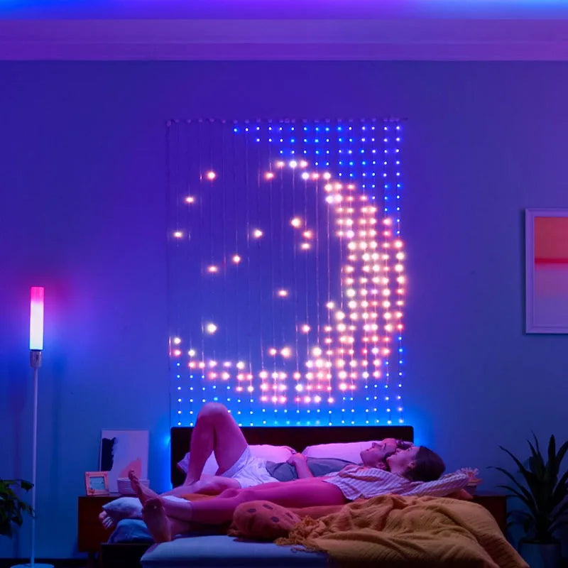 118x118" Smart Curtain Light Window Fairy Light 400LED APP Control DIY Music Sync IP65 Waterproof for Halloween Christmas Decor
