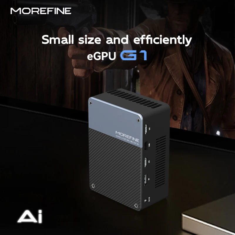 MOREFINE 2025 NEUER Mini-PC GPU G1 AI RTX 4090M/4080M/4060 Super-Grafikkarte 16GB GDDR6 Thunderbolt3 Rollenmaschinenlinie Typc Externer GPU-Computer