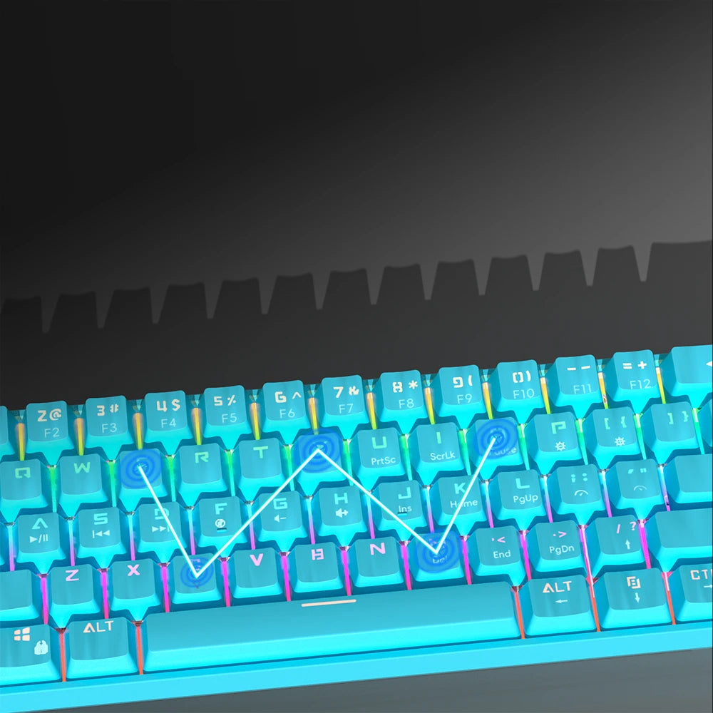 MUCAI MK61 USB Gaming Esports Mechanical Keyboard Red Switch 61 Key Wired Detachable Cable RGB Backlight Hot Swap