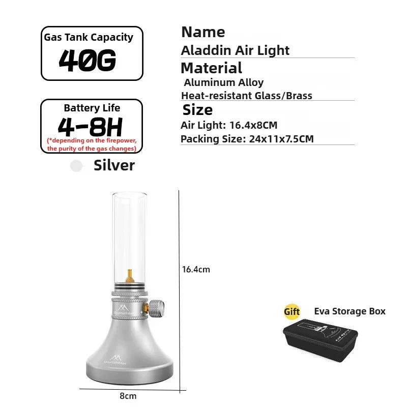 MOUNTAINHIKER Aladdin Portable Gas Lamp Retro Glass Lampshade Gas Atmosphere Light Outdoor Fishing Camping Hiking Candle Light