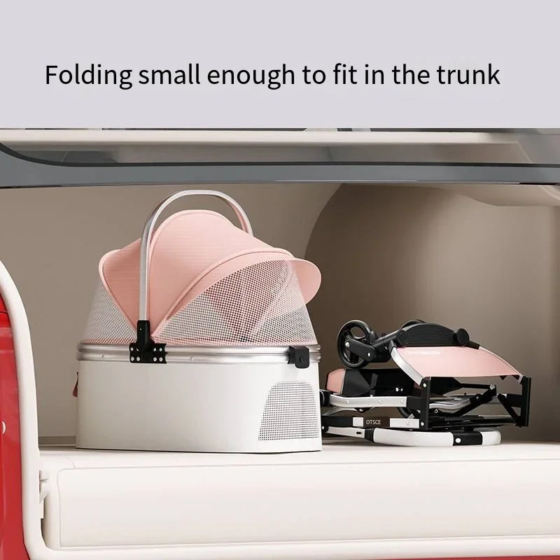 Lightweight Foldable Pet Stroller Detachable Cat Trolley Aluminum Alloy Trolley Big Space Pet Cat Dog Cart Foldable for Storage