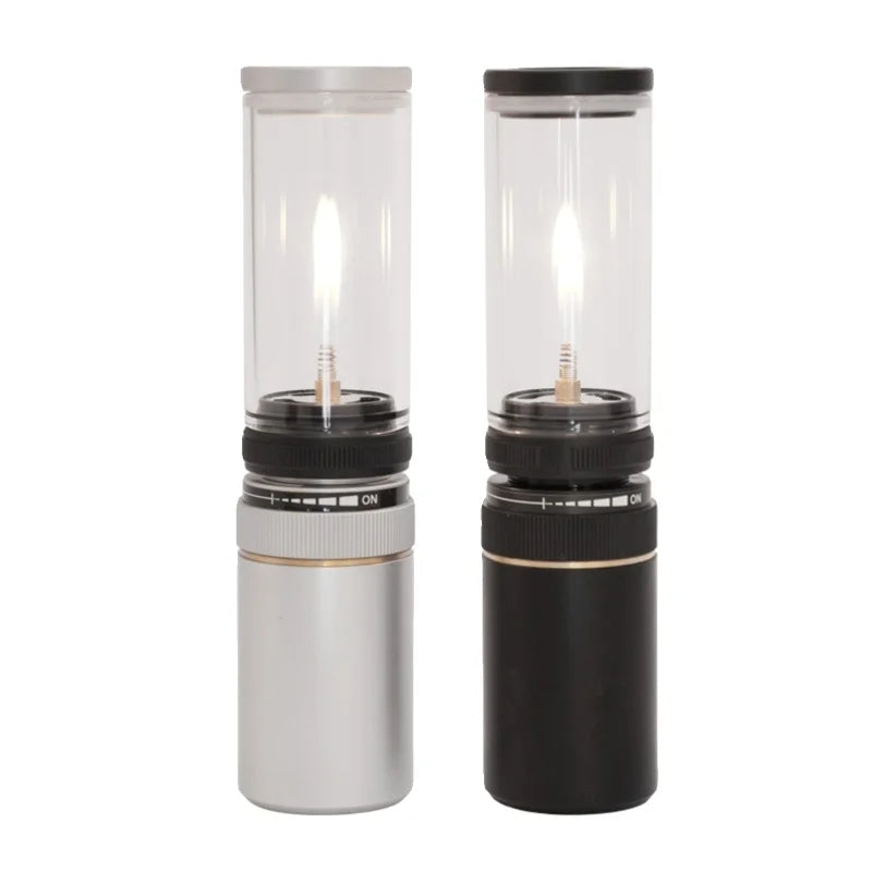 Outdoor Candle Lamp Gas Camping Lamp Tent Romantic Atmosphere  Candlelight Lighting Glass Mini Air Lamp