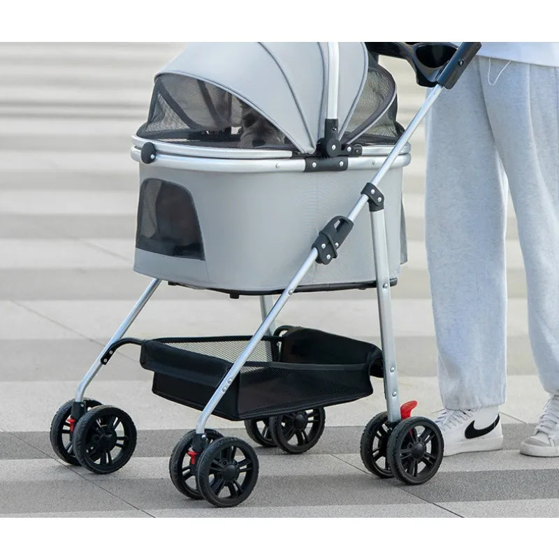 3-in-1 Pet Stroller for Medium Dogs Puppy Cat Stroller  with Detachable Carrier Pad Lightweight Foldable Aluminum Alloy Frame