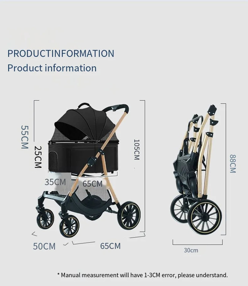 2025 Pet Stroller for Dogs and Cats Going Out, Detachable and Foldable, Lightweight Small Cart for Walking Dogs and Walking Cats