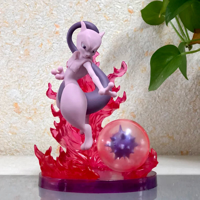 New Pokemon Evolution Mewtwo Figure Charizard Dragonite Blastoise Venusaur Gengar Led Light Anime Figurine Pvc Statue Model Gift