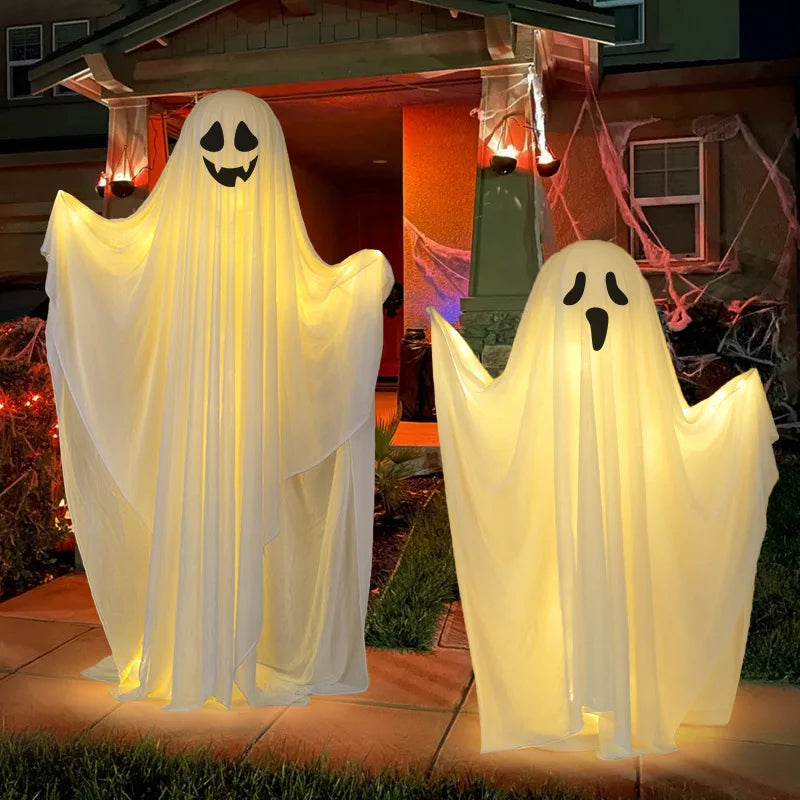85/165CM Halloween Decorations Outdoor Spooky Light Up Ghosts Scary Standing Ghosts Decor for Front Door Porch Yard Home Party