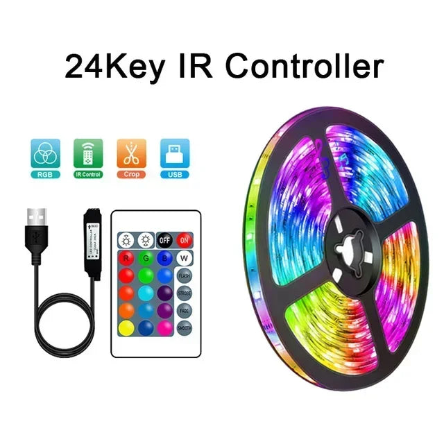 5V TV Backlight Led Strip Lights RGB 5050 Music Sync LED Rope Light 1M-30M Flexible Diode Lamp Tape for Room Decoration Lighting