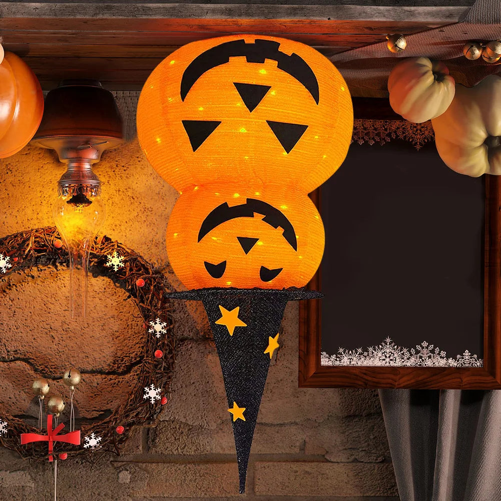 3FT Halloween Jack-o-Lantern Pumpkin Lights with 8 Lighted Mode Collapsible Pumpkin Lantern Novelty Lights Halloween Decor Props