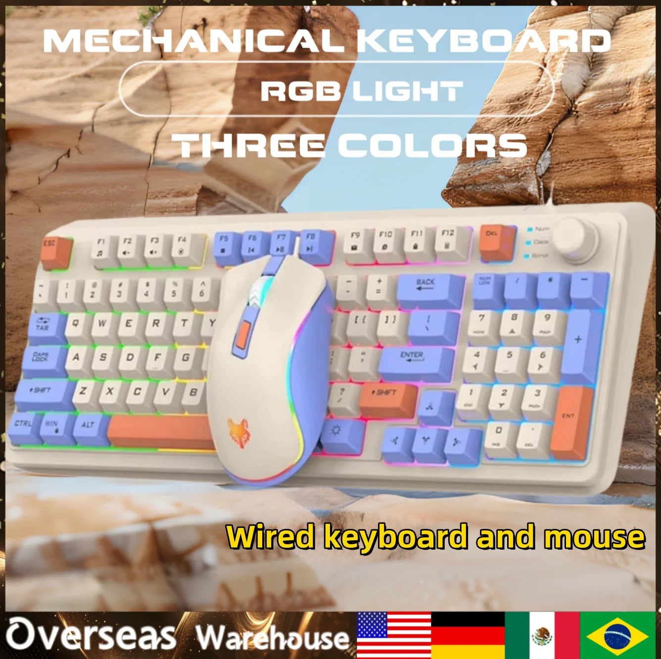 Mechanical Keyboard 94 Keys with Mouse Luminous Keyboard K82 Personalized Keypad for PC Laptop RGB Light Hot-Swappable Keyboard