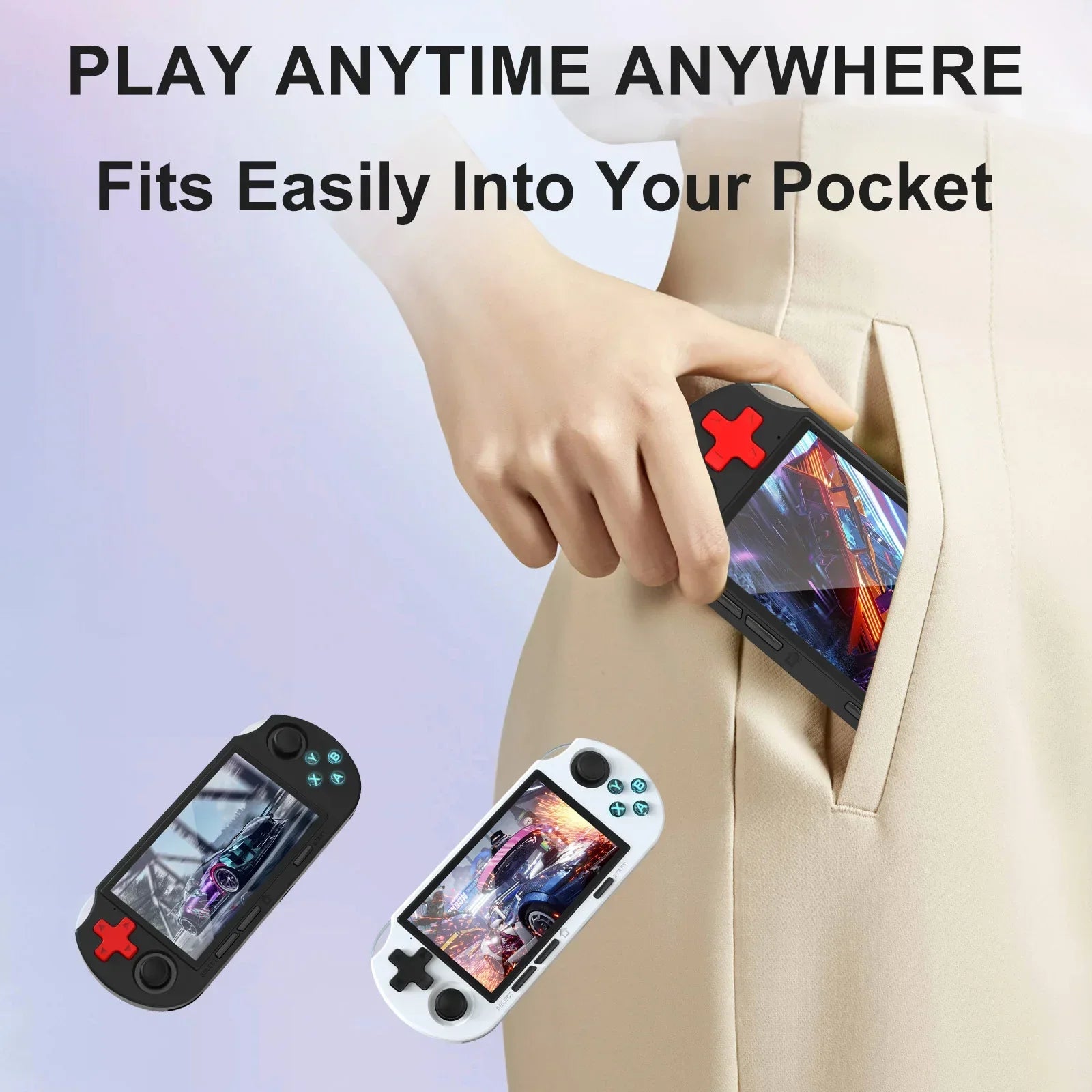 GAMINJA ANS16 Open Source Handheld Game 4.5 Inch IPS Screen RGB Lighting Portable Retro Video Game Console 64GB For PS1/GBA/SFC