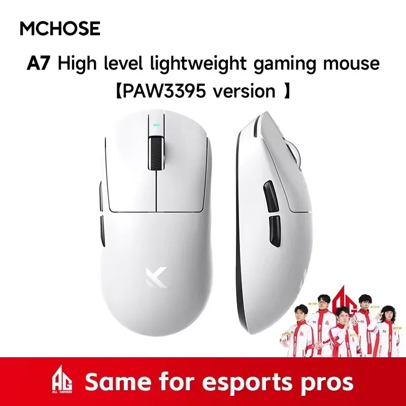MCHOSE A7 Ultra Wireless Gaming Mouse Pixart3950 High-Precision Sensor Lightweight Design 8000Hz Polling Rate Realtek Master