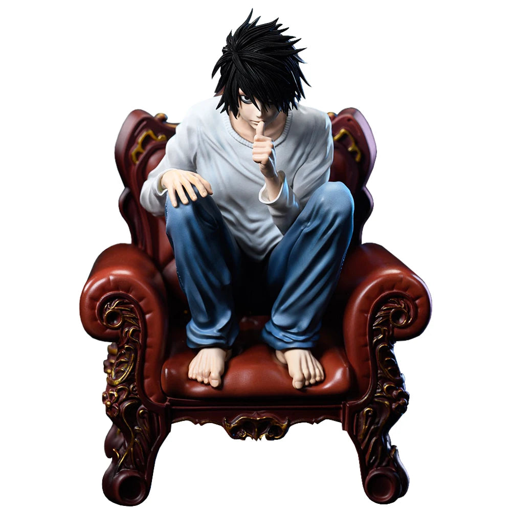 Death Anime Figure Light Yagami L Action Figure L Figurine sitting pose statue super sleuths Collectible Model Doll Toy Boy Gift