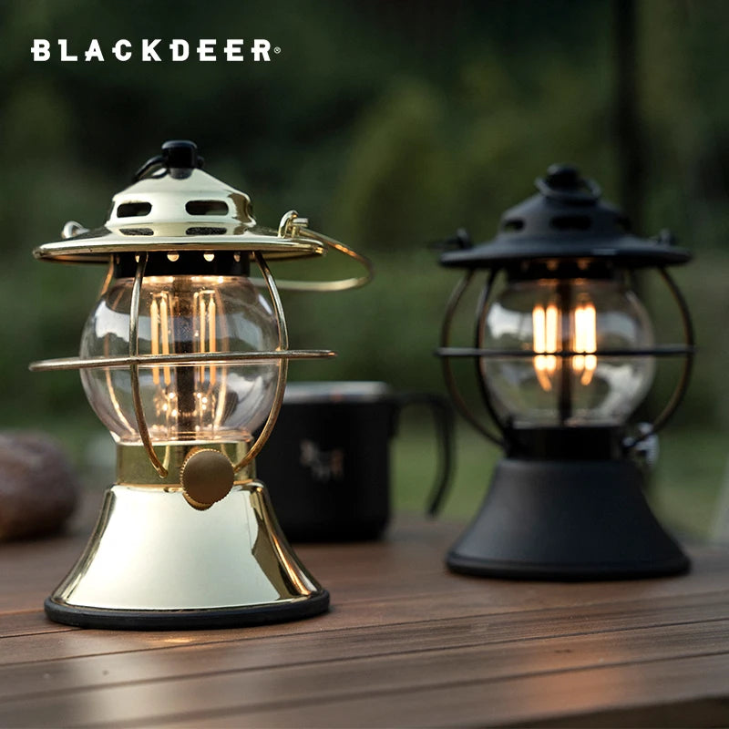 LED Retro Outdoor Camping Lantern Rechargeable Tent Light Adjust Light Modes 200h Runtime 5200mAh Power Bank USB Warm Lamp