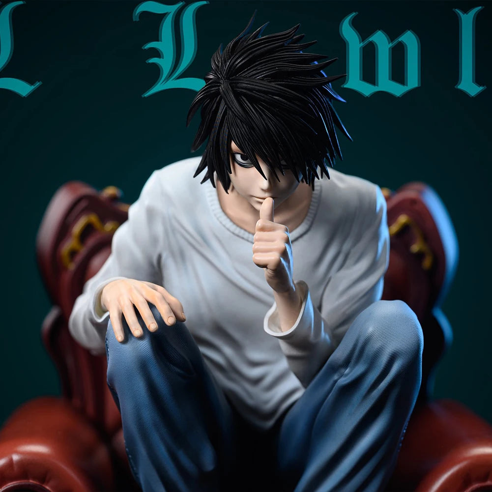 Death Anime Figure Light Yagami L Action Figure L Figurine sitting pose statue super sleuths Collectible Model Doll Toy Boy Gift