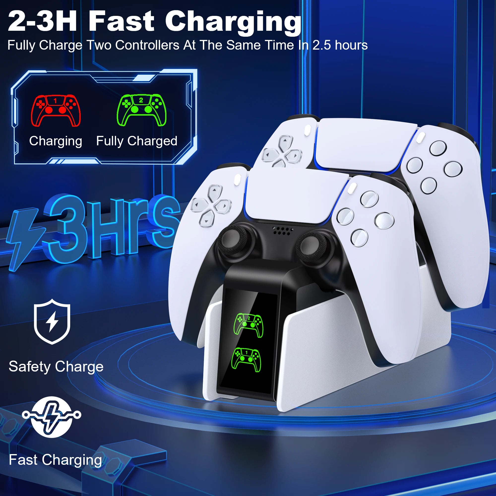 FC400 PS5 Controller Charger  LED light Dual Stand Charger Dock PS5 Controller Charging Station Accessories for PlayStation 5