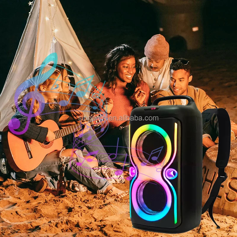 Professional Audio DJ Mixer Sound System 6.5 Inch Travel Backpack Active Speaker RGB Light Music Karaoke Subwoofer With Mic FM