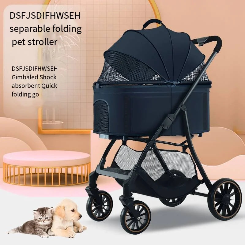 2025 Pet Stroller for Dogs and Cats Going Out, Detachable and Foldable, Lightweight Small Cart for Walking Dogs and Walking Cats