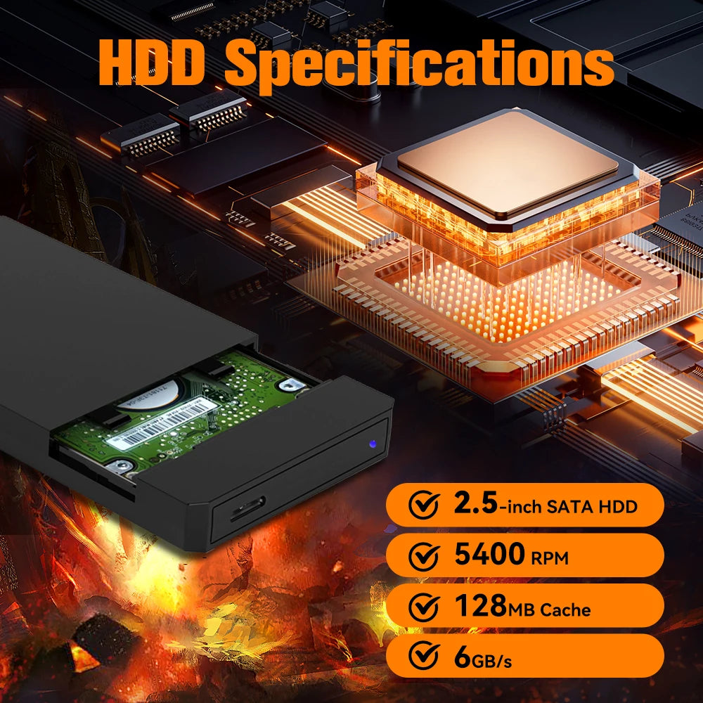 JMachen 500GB Game Hard Drive Launchbox Portable Gaming HDD with 3700+PC/3D Games for PS4/PS3/PS2/Wii/WiiU/Switch Game Console