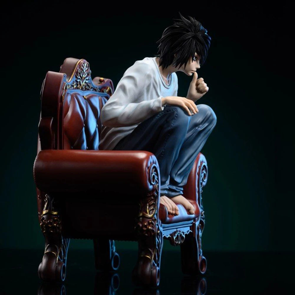 Death Anime Figure Light Yagami L Action Figure L Figurine sitting pose statue super sleuths Collectible Model Doll Toy Boy Gift