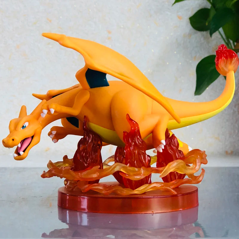 New Pokemon Evolution Mewtwo Figure Charizard Dragonite Blastoise Venusaur Gengar Led Light Anime Figurine Pvc Statue Model Gift