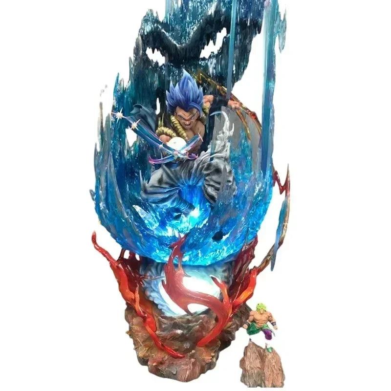 30cm Dragon Ball Figure Gogeta Anime Figures 3 Heads With Light Super Saiyan Vegeta Figurine Pvc Gk Statue Model Doll Toys Gifts