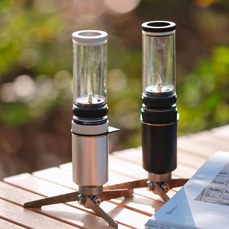 Outdoor Candle Lamp Gas Camping Lamp Tent Romantic Atmosphere  Candlelight Lighting Glass Mini Air Lamp