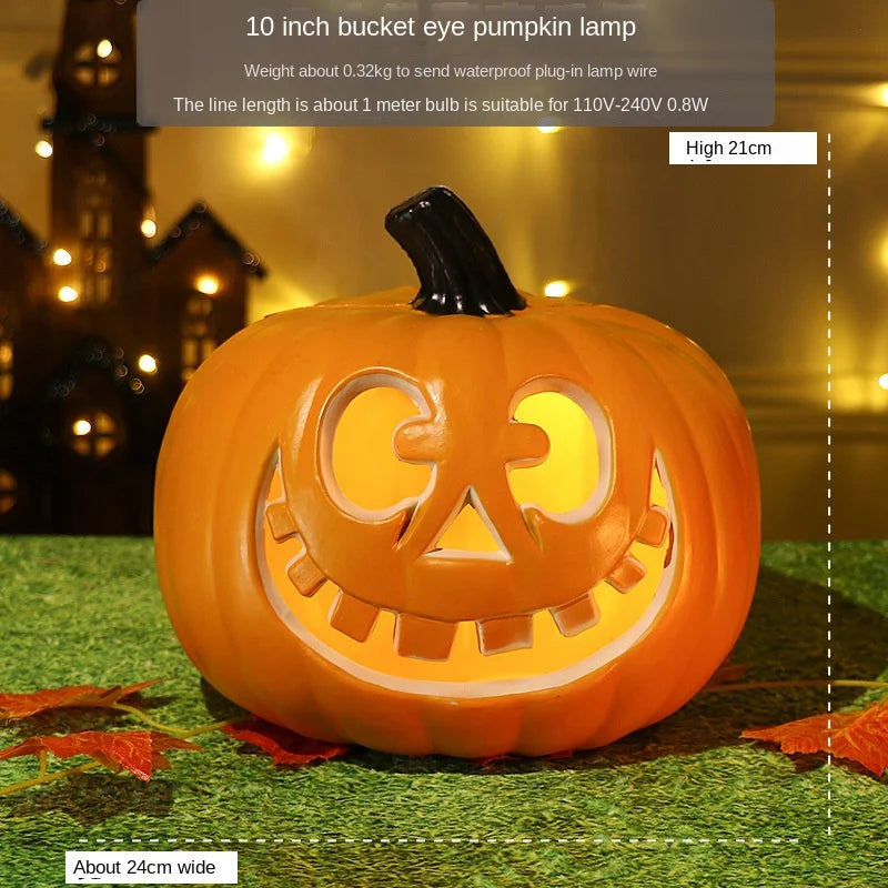 Halloween pumpkin lantern hollow out LED light emitting funny indoor and outdoor decoration props 3pcs set