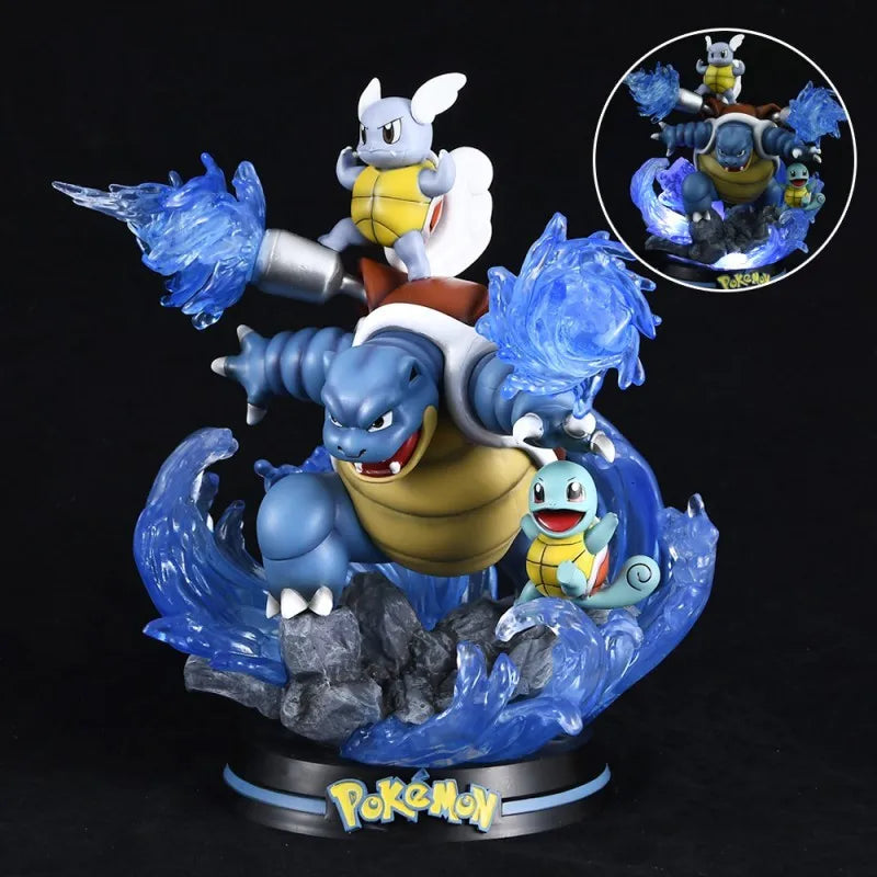 New Pokemon Evolution Mewtwo Figure Charizard Dragonite Blastoise Venusaur Gengar Led Light Anime Figurine Pvc Statue Model Gift