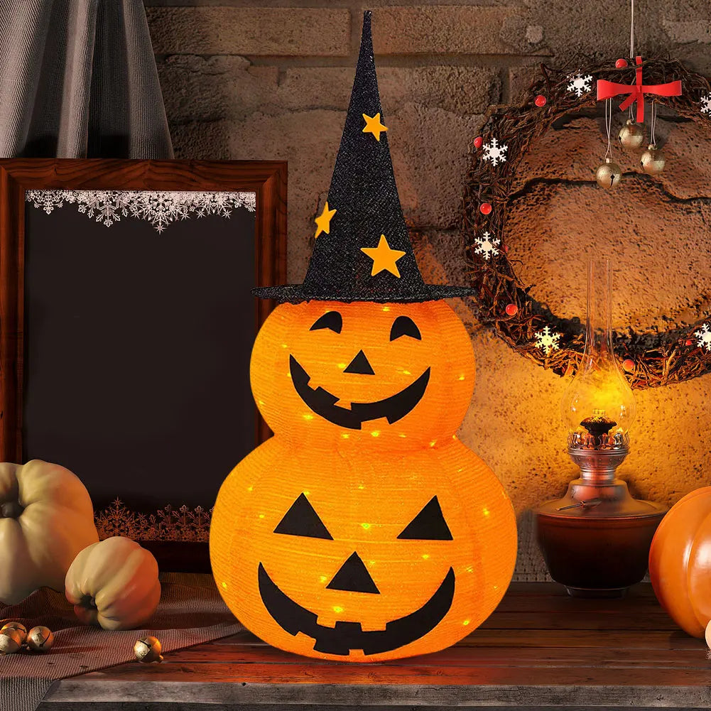 3FT Halloween Jack-o-Lantern Pumpkin Lights with 8 Lighted Mode Collapsible Pumpkin Lantern Novelty Lights Halloween Decor Props