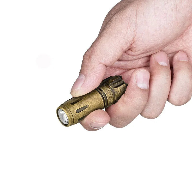 Portable Brass Flashlight for Type-c USB Charging Outdoor EDC Tools 180 lumens Waterproof Camping Survival Tool