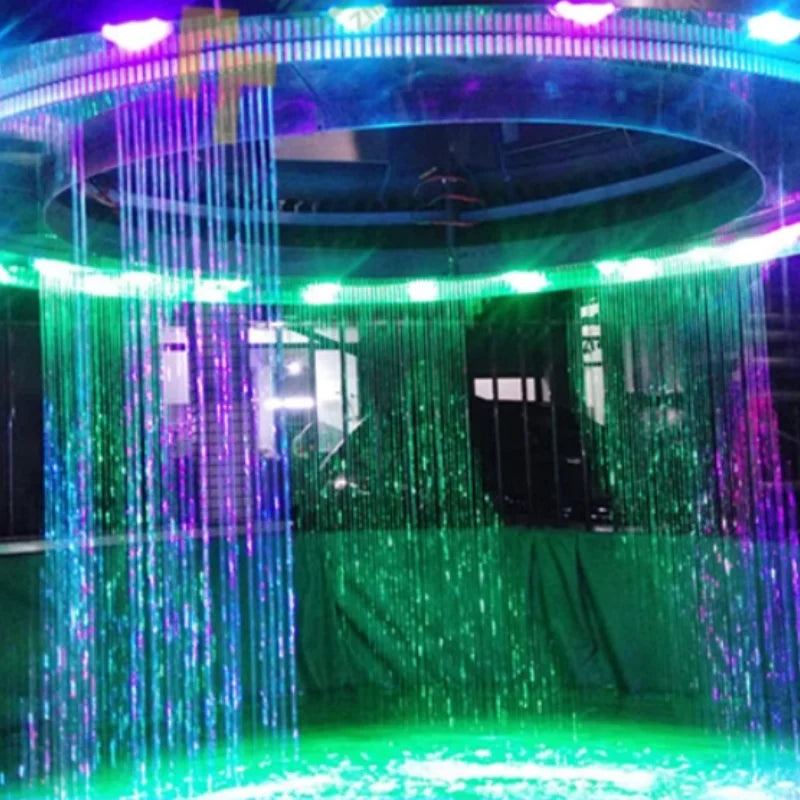 Indoor and Outdoor Garden Ornament Decoration Stainless Steel Rain Curtain Water Fountain with LED Light for Yard or Pool