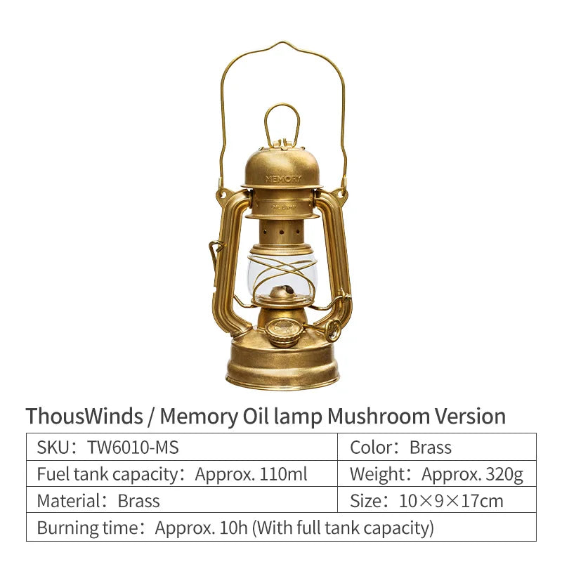 Thous Winds Memory Oil Lamp Portable Outdoor Mini Camping Lantern Retro Camp Lights for Hiking Picnic Camping Supplies