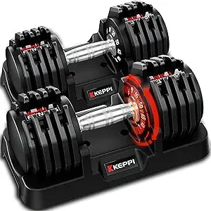Keppi Adjustable Dumbbells Set, 25lb/55lb Dumbbells with Anti-Slip Metal Handle for Exercise & Fitness Fast Adjust Weight