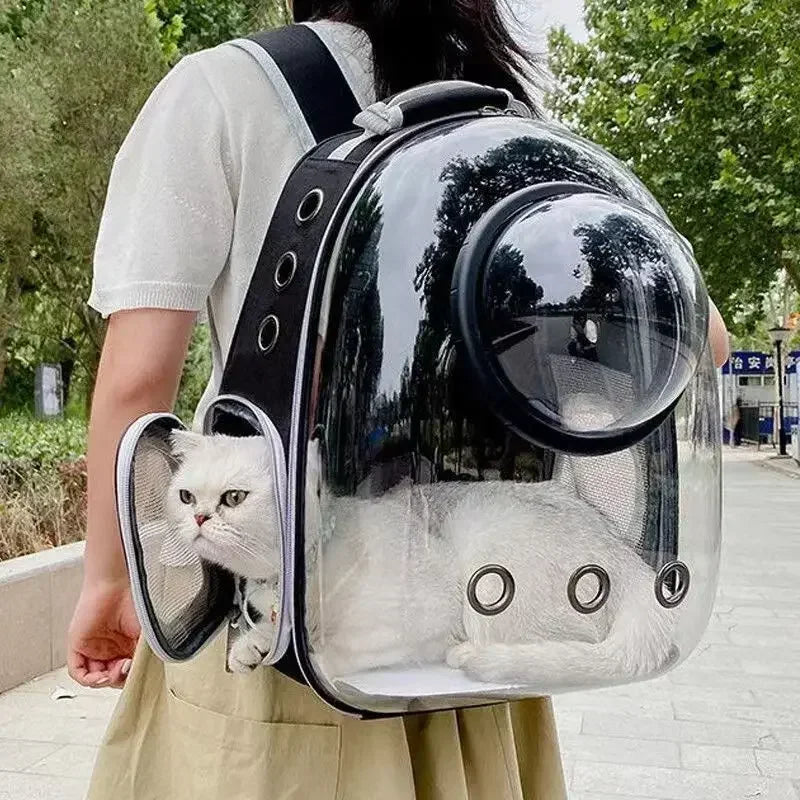 Premium Transparent Breathable SpaceCapsule Pet Backpack Lightweight Portable Soft Carrier Bag for Cats Dogs Travel Outdoor