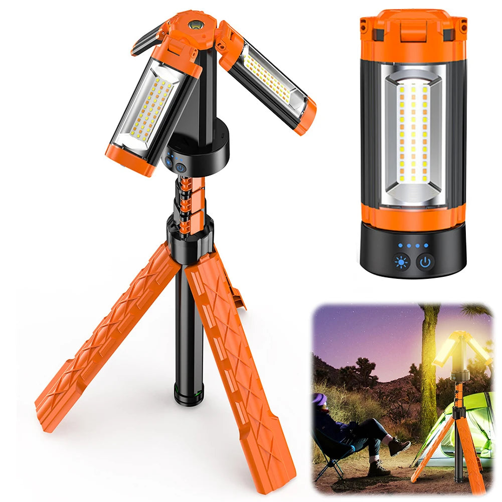 Folding Camping Light Rechargeable Camping Lantern with Telescoping Stand Foldable Tent Lamp Power Display for Adventure Fishing