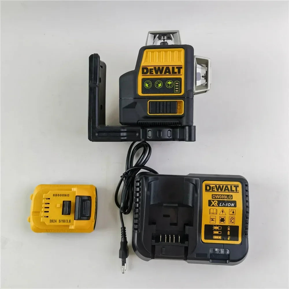 Dewalt DW089LG 3 Sides*360 Degree Vertical 12V Lithium Battery 12 Lines Laser Level Horizontal Green Light Level Meter Outdoor